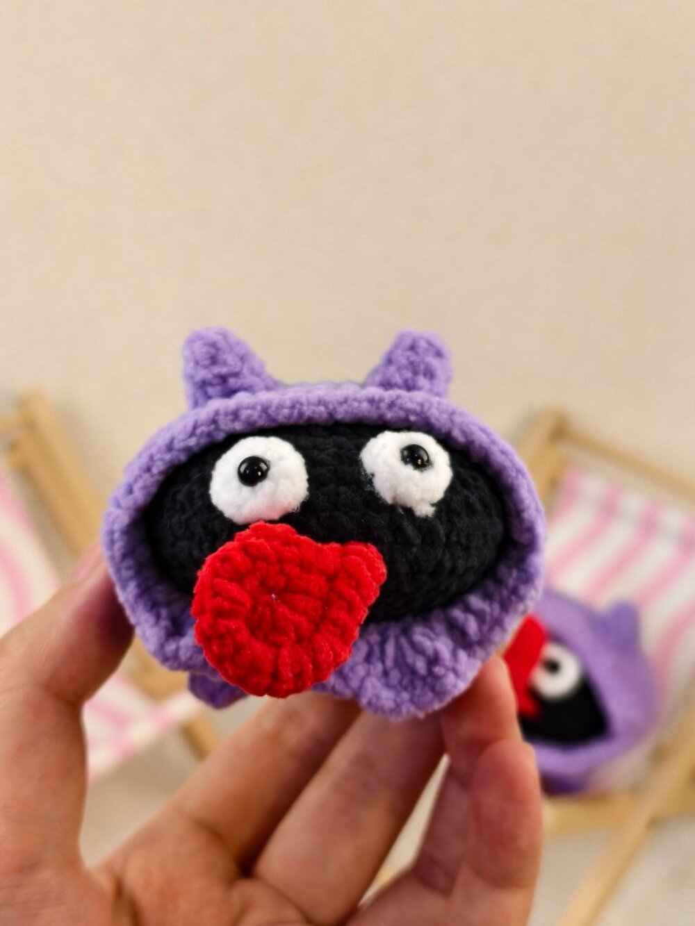 Handmade Amigurumi Crochet Pokémon Shellder Tongue Can Be Taken Out Plushie